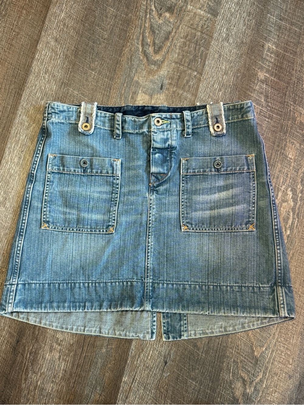 Vintage Y2k Diesel Utility Denim Mini Skirt Sz 31